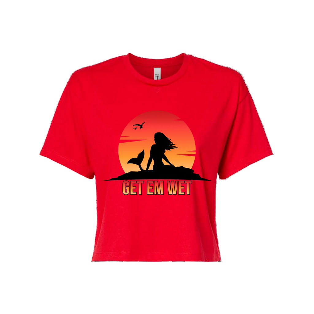 Get Em Wet Mermaid Sunset Crop Top