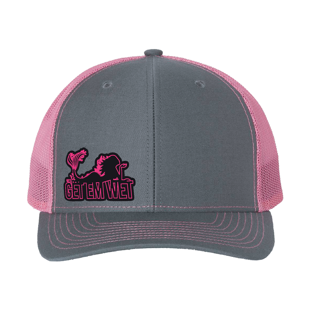 Pink glow-in-the-dark Get Em Wet mermaid trucker hat