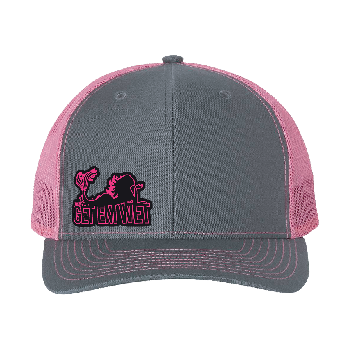 Pink glow-in-the-dark Get Em Wet mermaid trucker hat