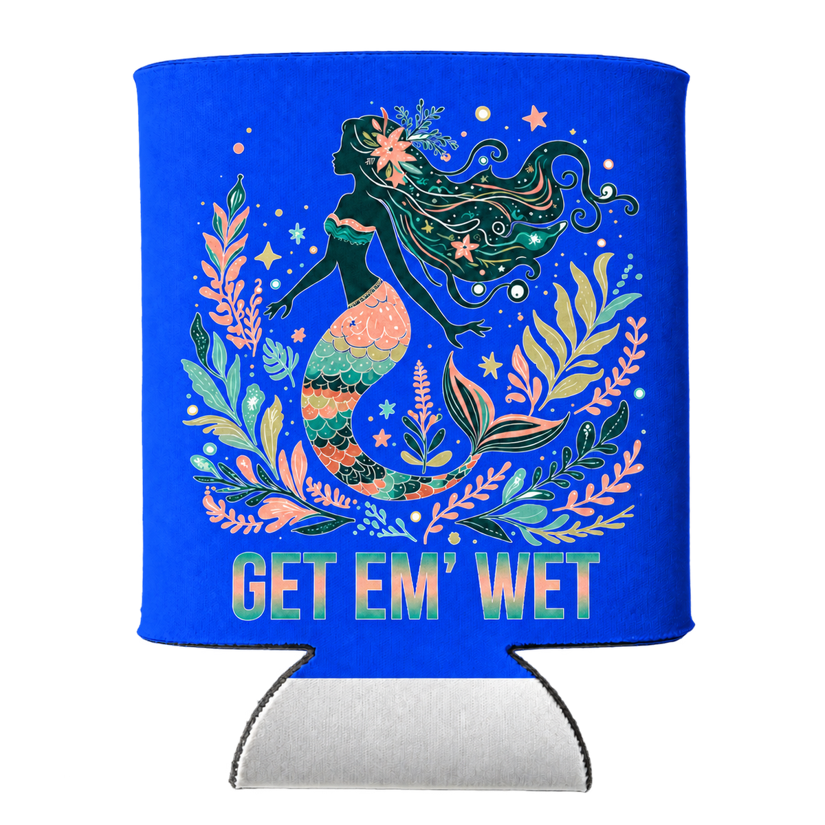 Botanical Mermaid koozie in Blue