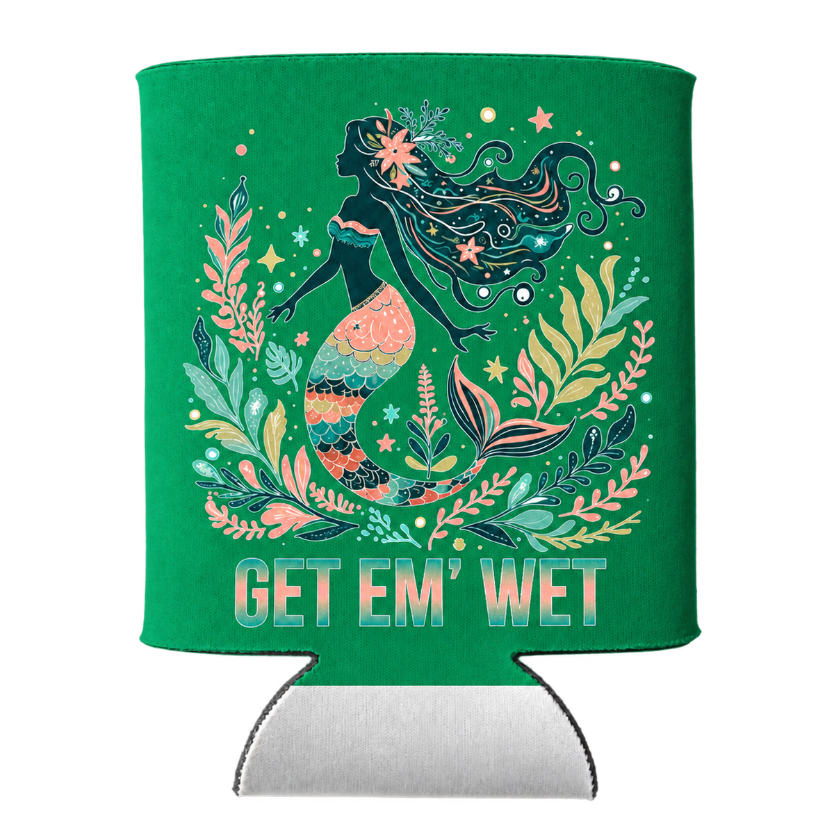 Botanical Mermaid koozie in Green