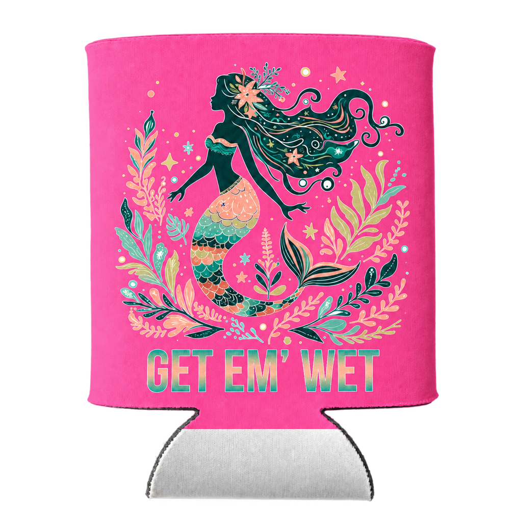 Botanical Mermaid koozie in Pink