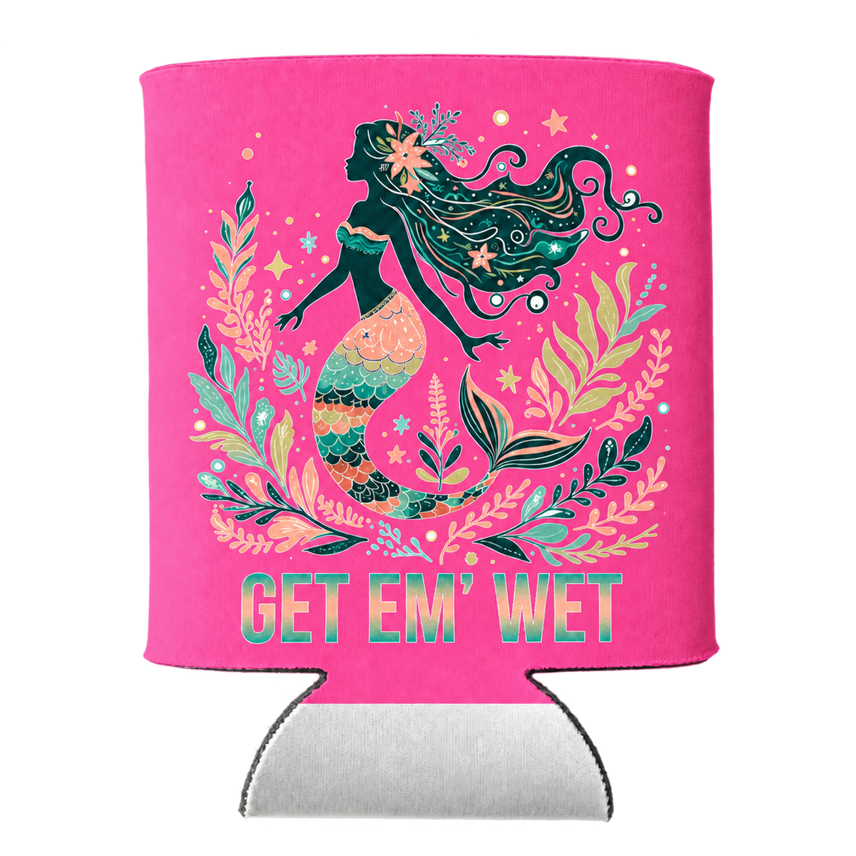 Botanical Mermaid koozie in Pink