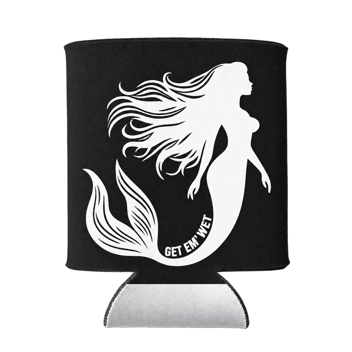 Flowing Tail Mermaid koozie in Black