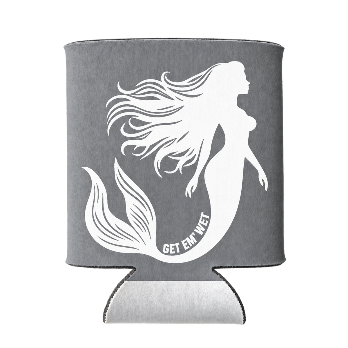 Flowing Tail Mermaid koozie in Gray