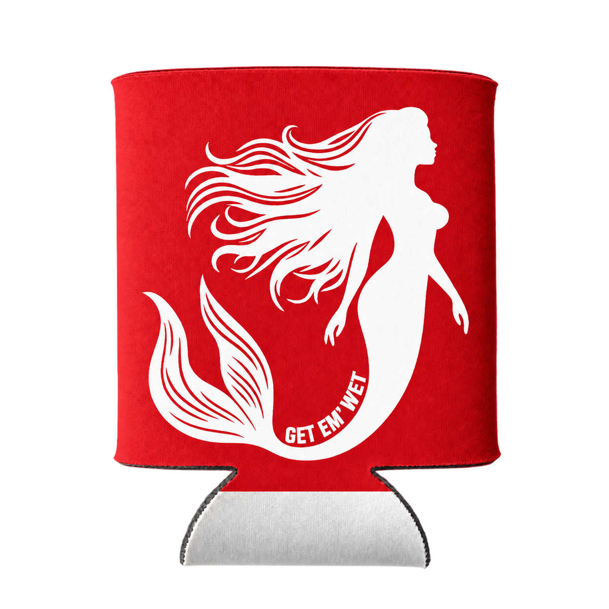 Flowing Tail Mermaid koozie in Red