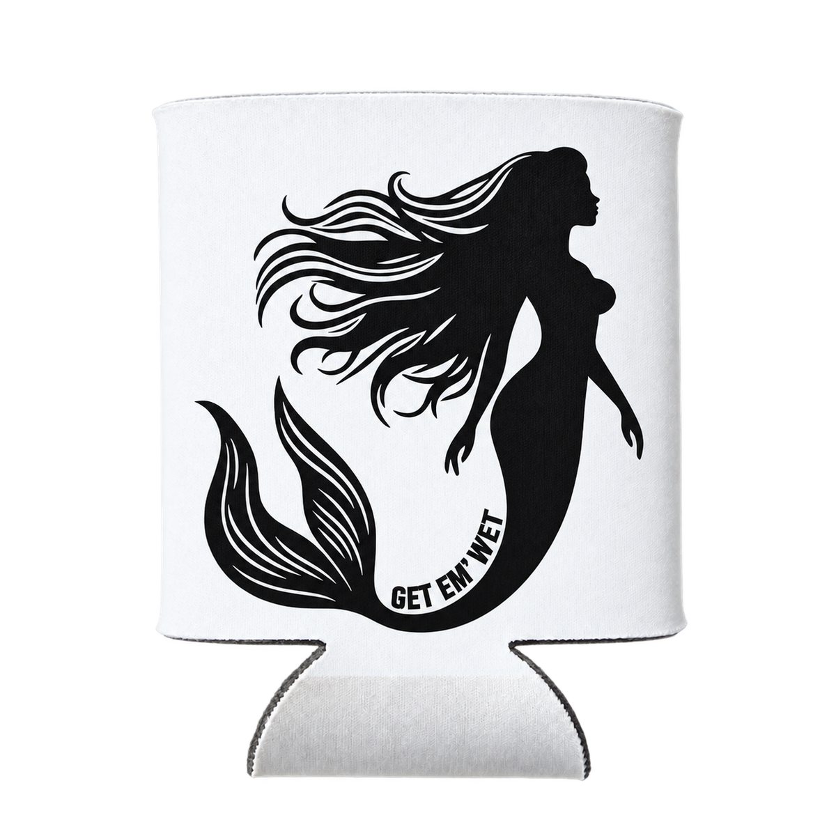 Flowing Tail Mermaid koozie in White