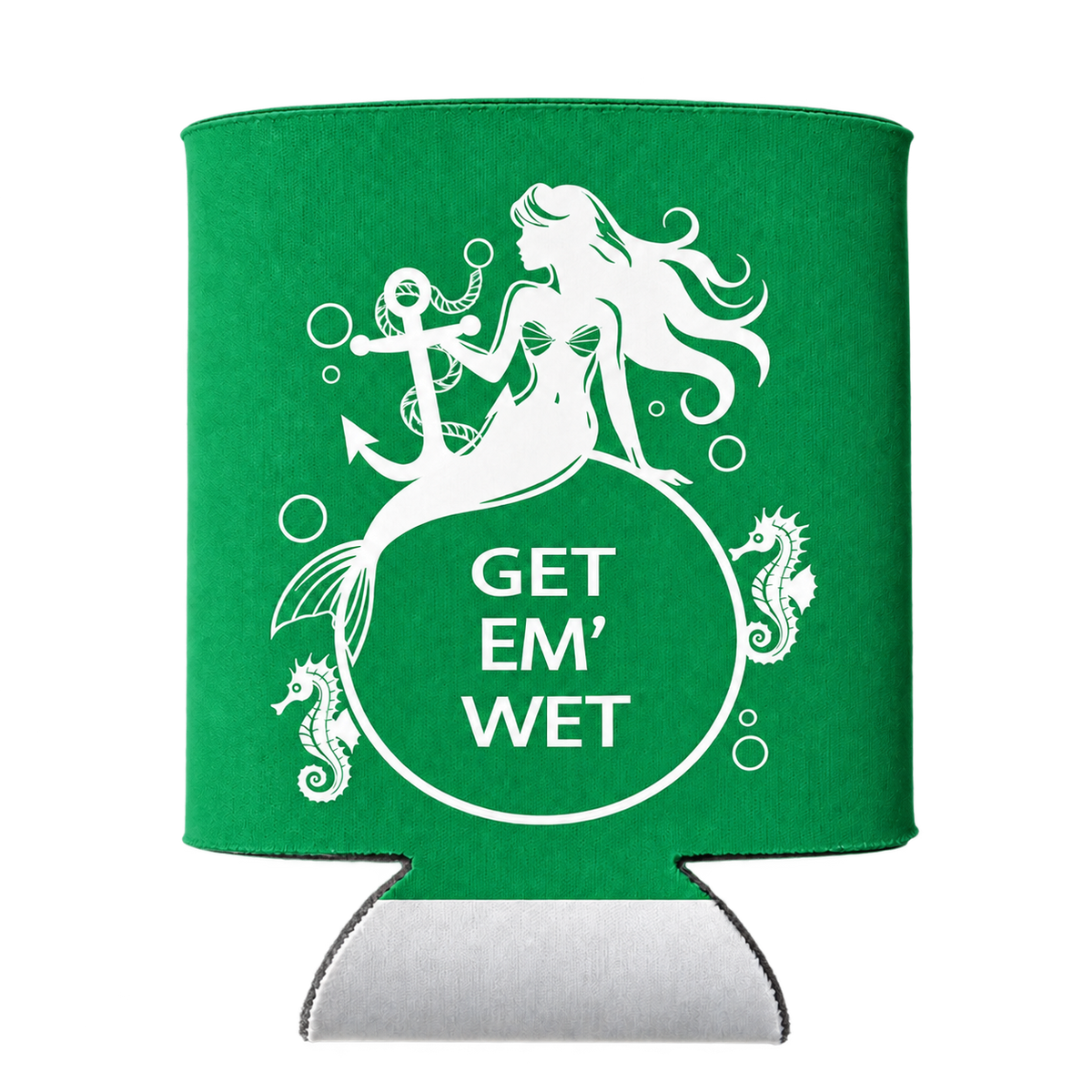 Anchor Mermaid koozie in Green