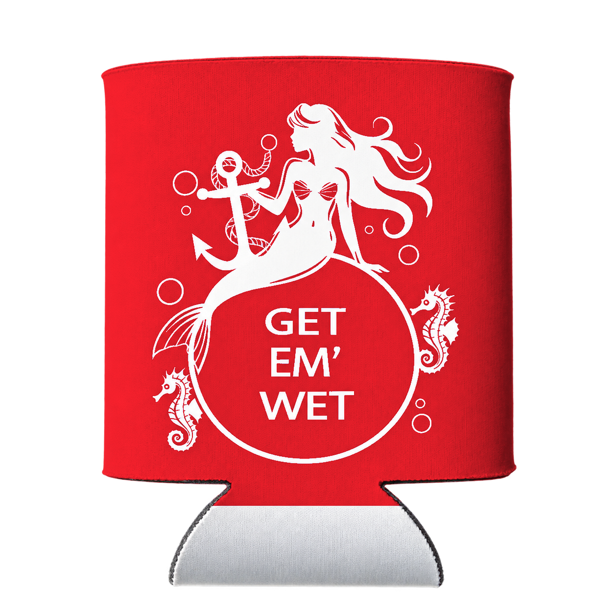 Anchor Mermaid Koozie in Red