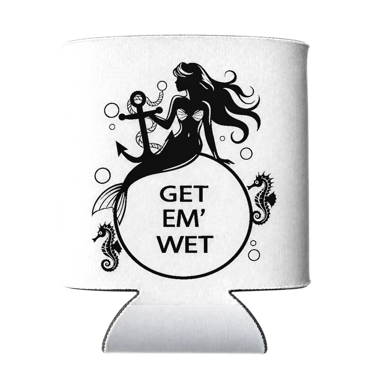 Anchor Mermaid Koozie in White