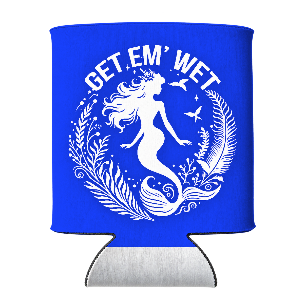 Botanical Circle Mermaid Koozie in Blue