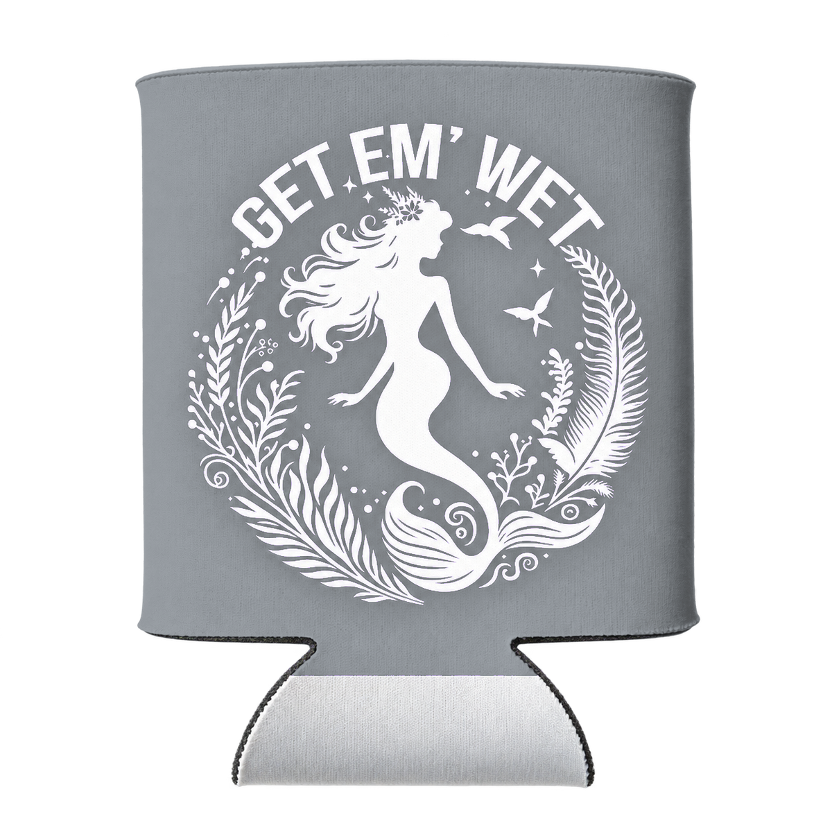 Botanical Circle Mermaid Koozie in Gray