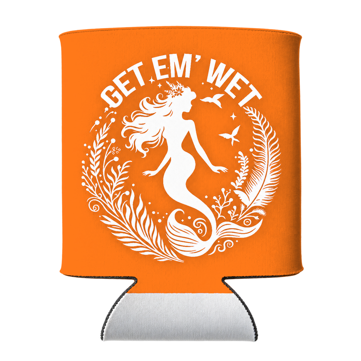 Botanical Circle Mermaid Koozie in Orange