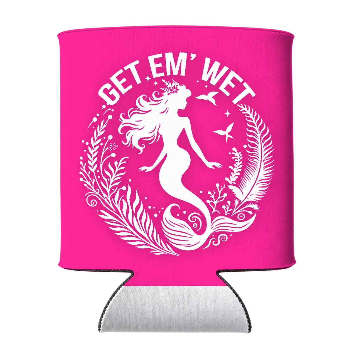 Botanical Circle Mermaid Koozie in Pink