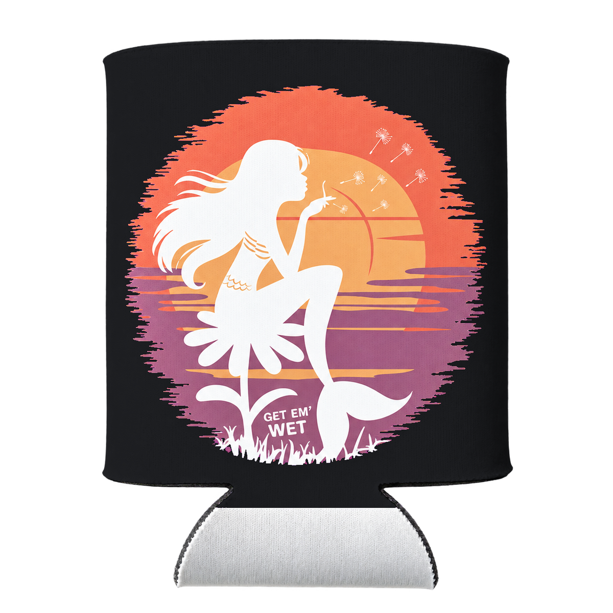Pastel Sunset Mermaid Koozie in Black