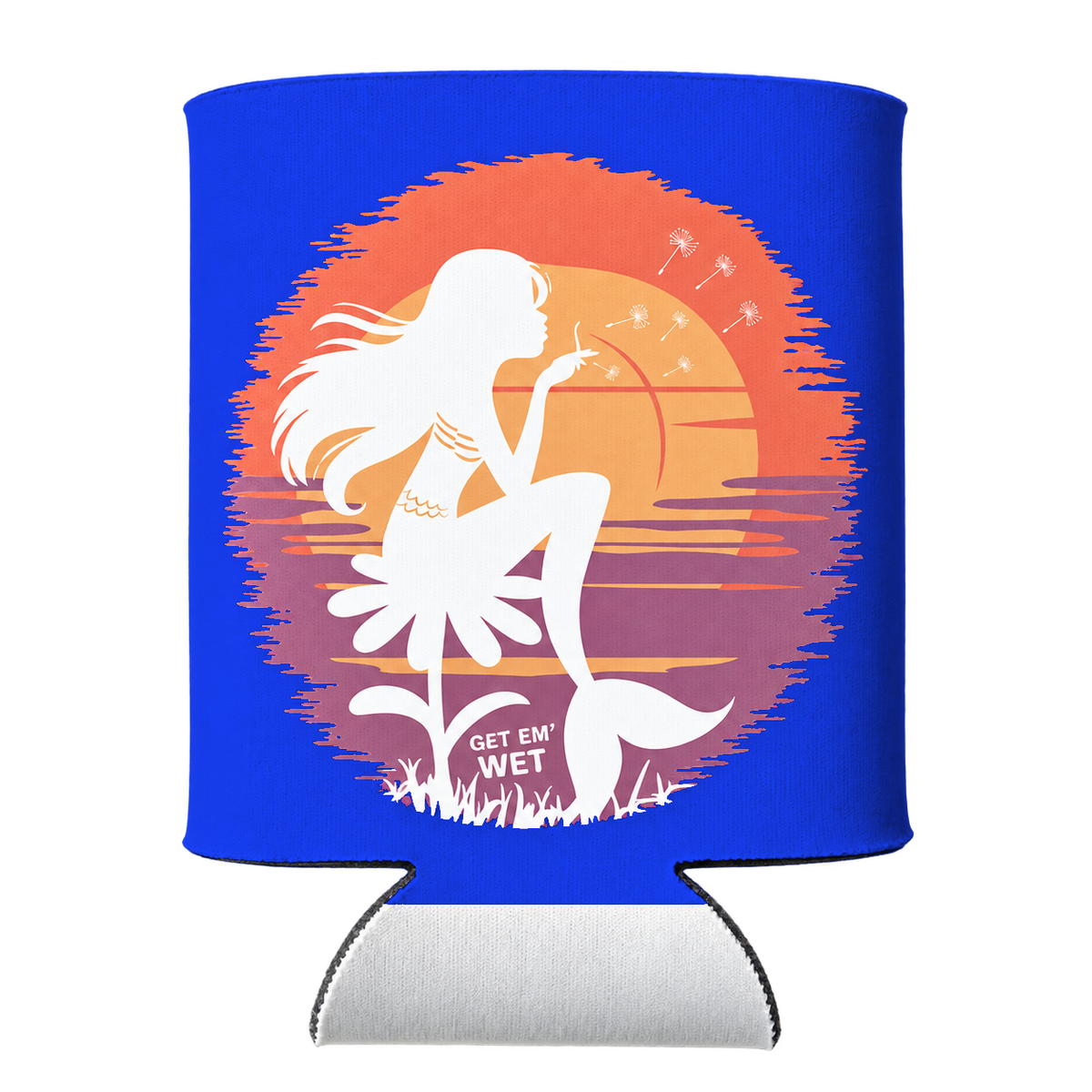 Pastel Sunset Mermaid Koozie in Blue