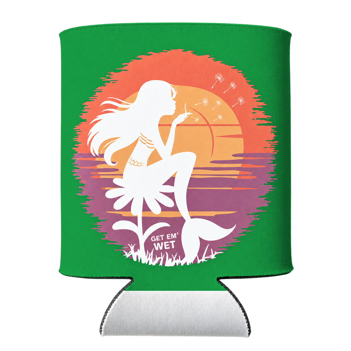 Pastel Sunset Mermaid Koozie in Green