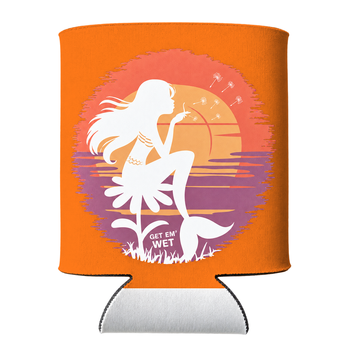 Pastel Sunset Mermaid Koozie in Orange