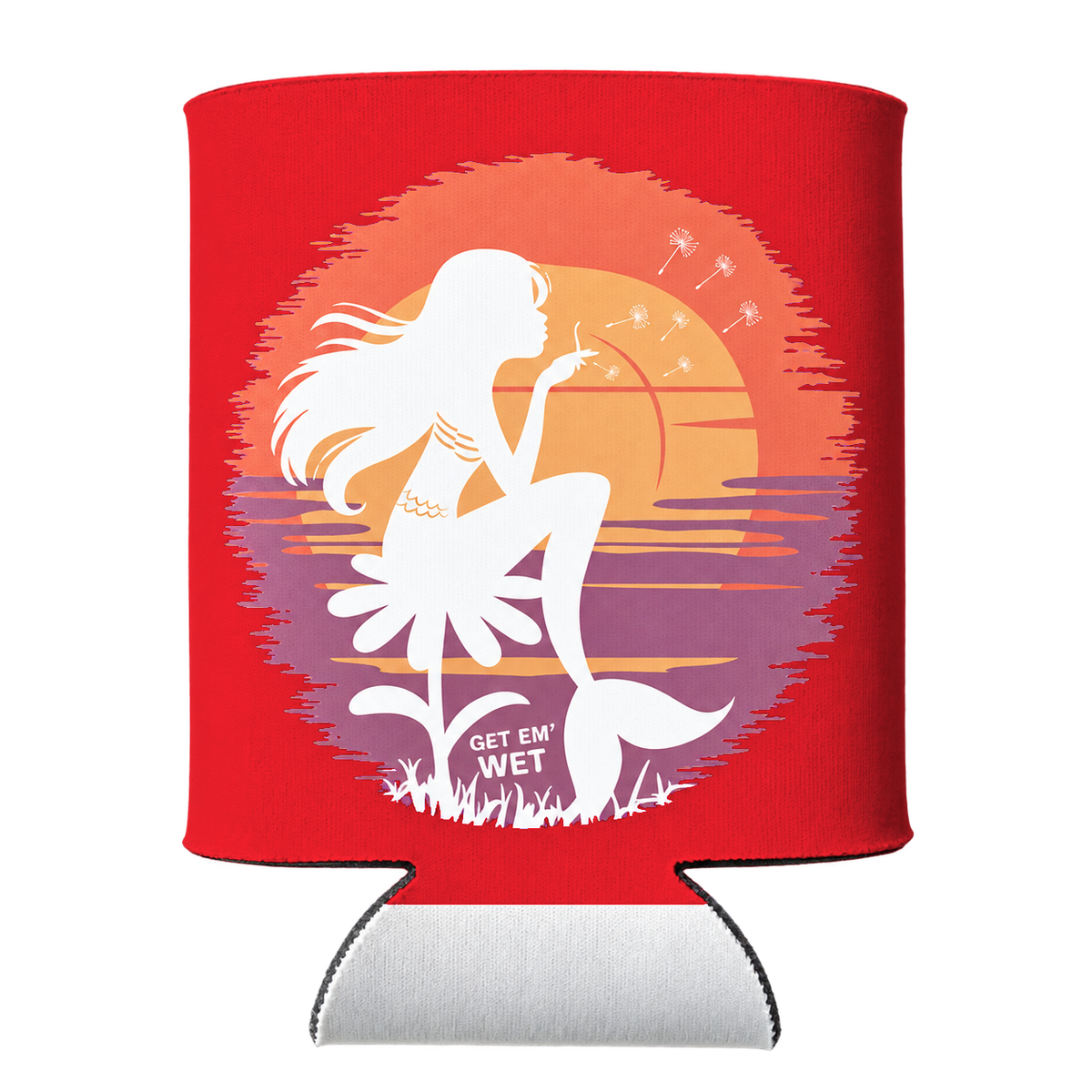 Pastel Sunset Mermaid Koozie in Red