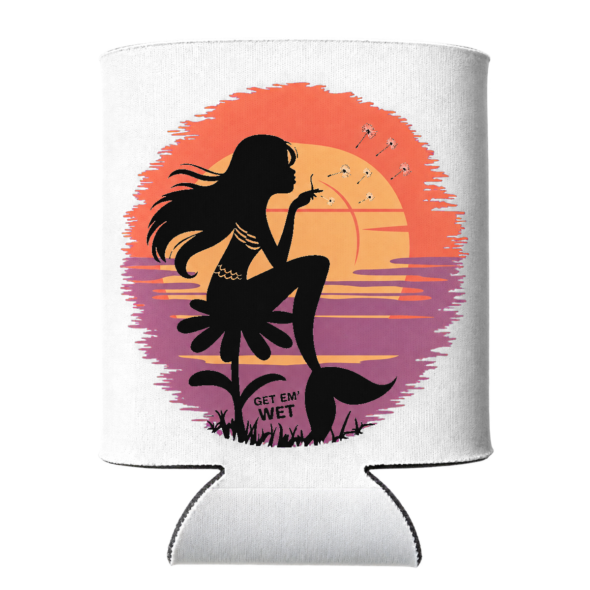 Pastel Sunset Mermaid Koozie in White