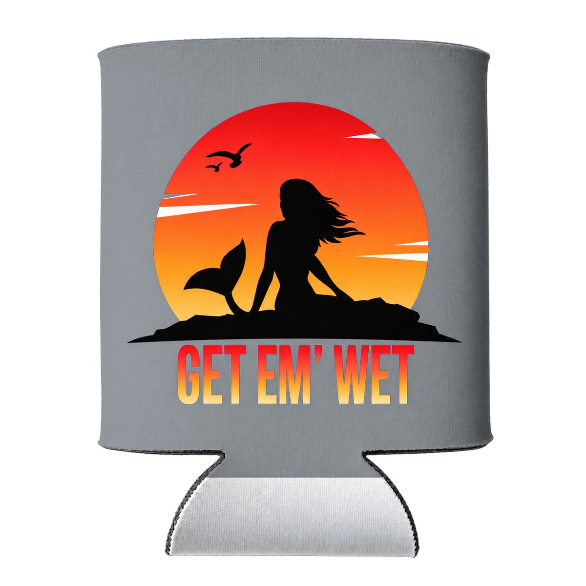 Sunset Rock Mermaid Koozie in Gray