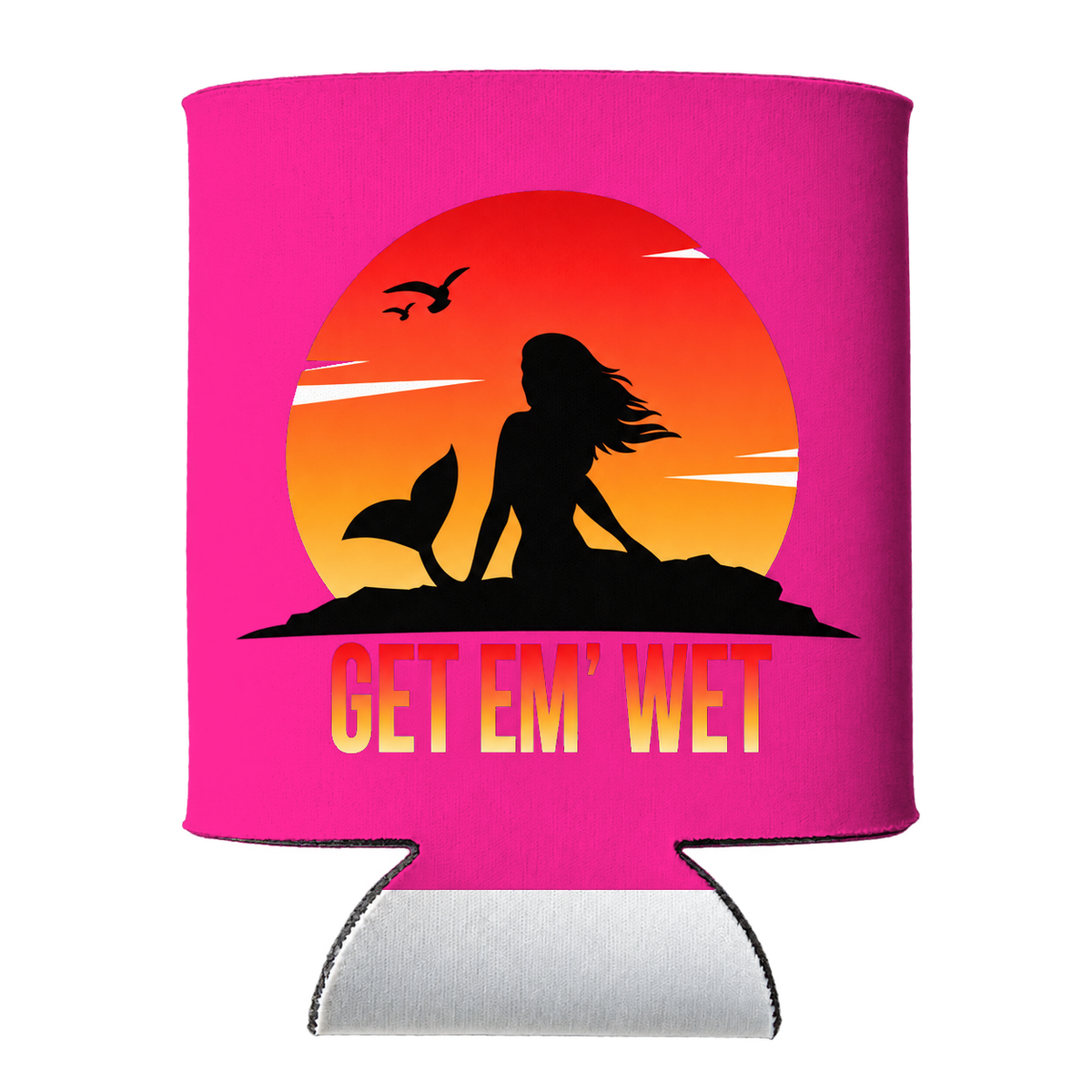 Sunset Rock Mermaid Koozie in Pink