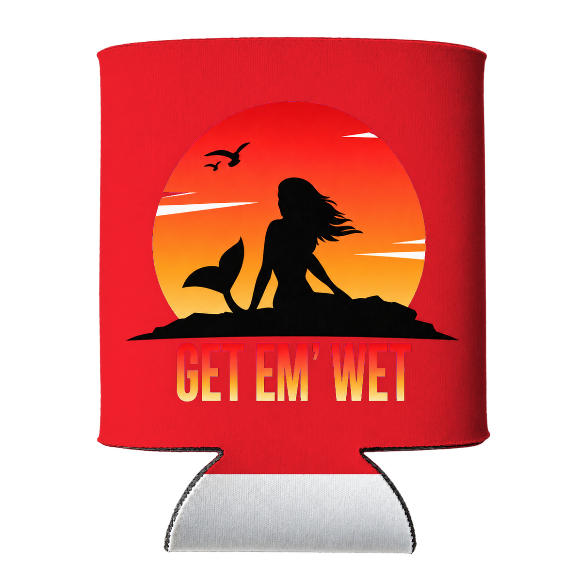 Sunset Rock Mermaid Koozie in Red