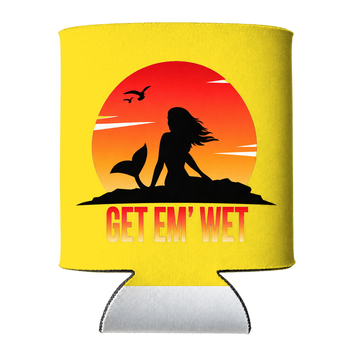Sunset Rock Mermaid Koozie in Yellow