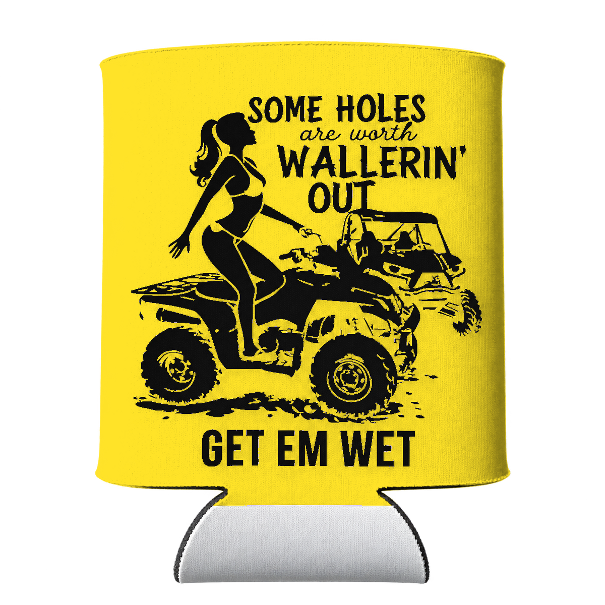 ATV Wallerin’ Out Koozie in Yellow