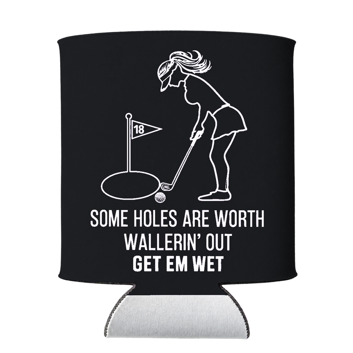 Golf Wallerin’ Out Koozie in Black