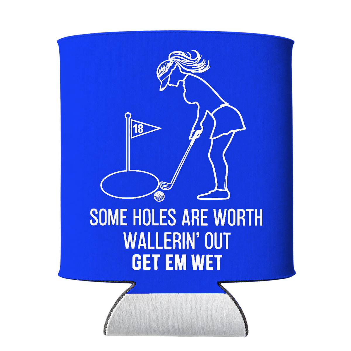 Golf Wallerin’ Out Koozie in Blue