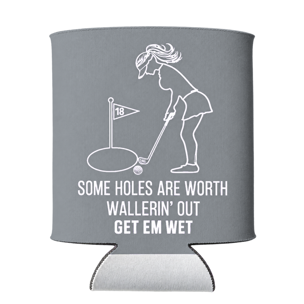 Golf Wallerin’ Out Koozie in Gray