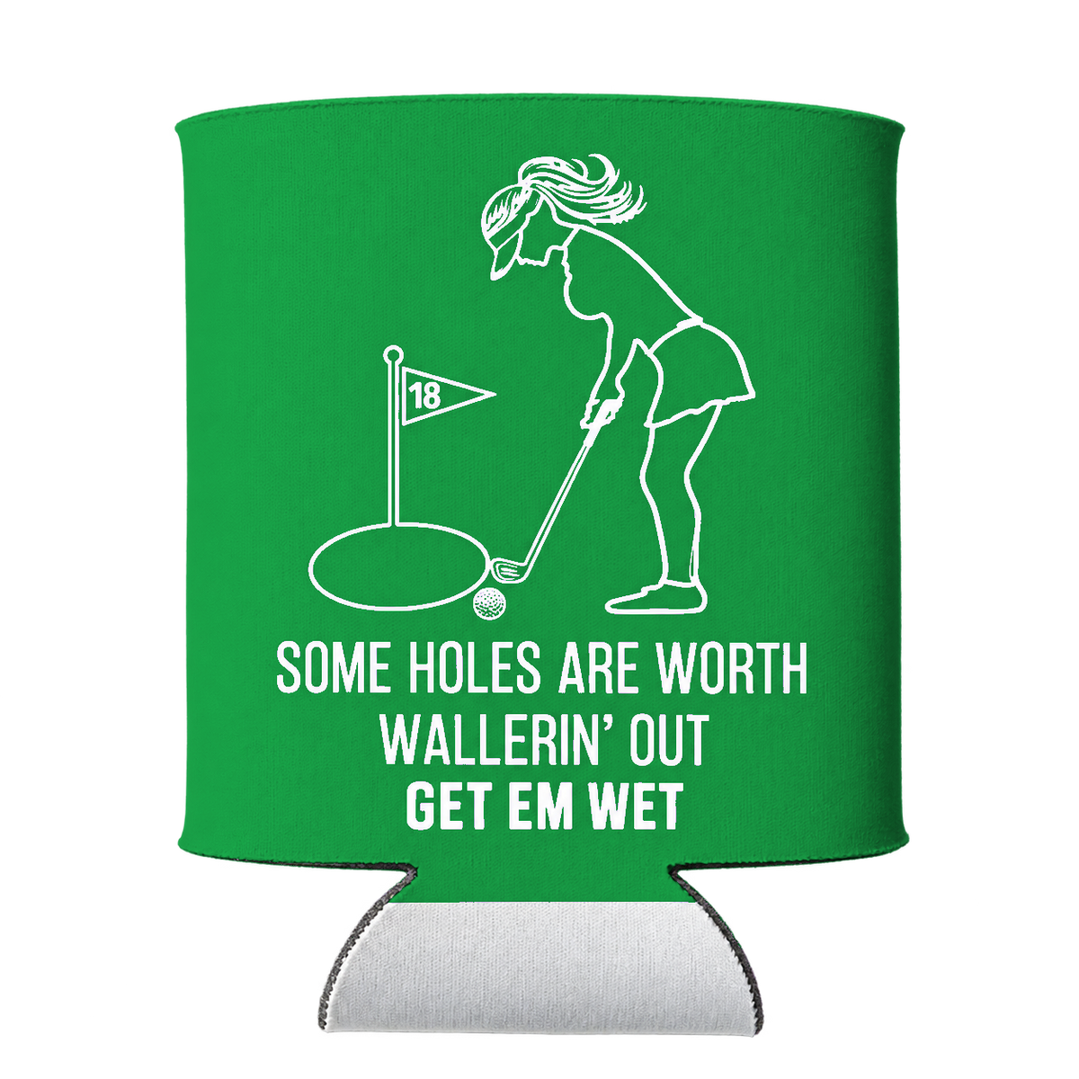 Golf Wallerin’ Out Koozie in Green