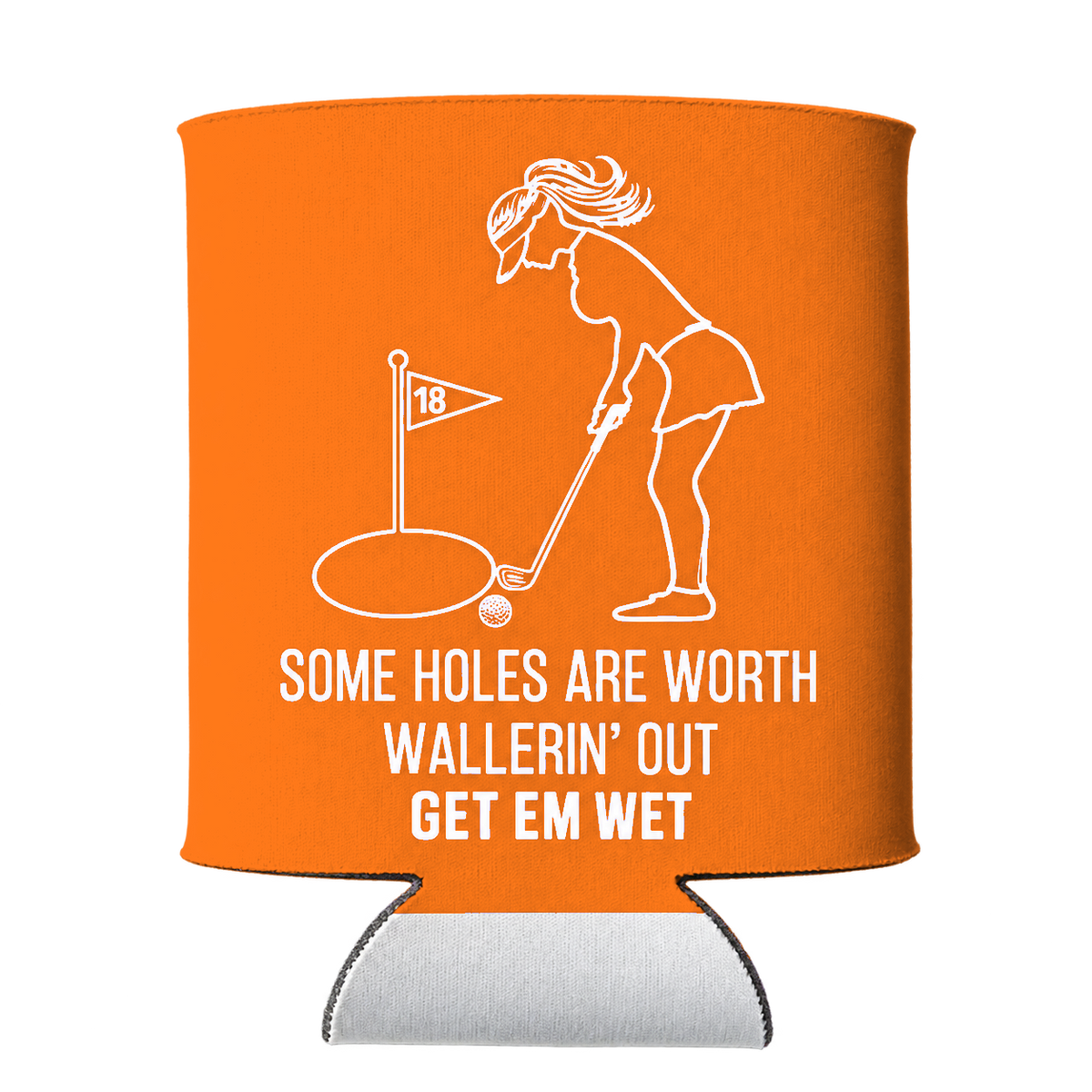 Golf Wallerin’ Out Koozie in Orange