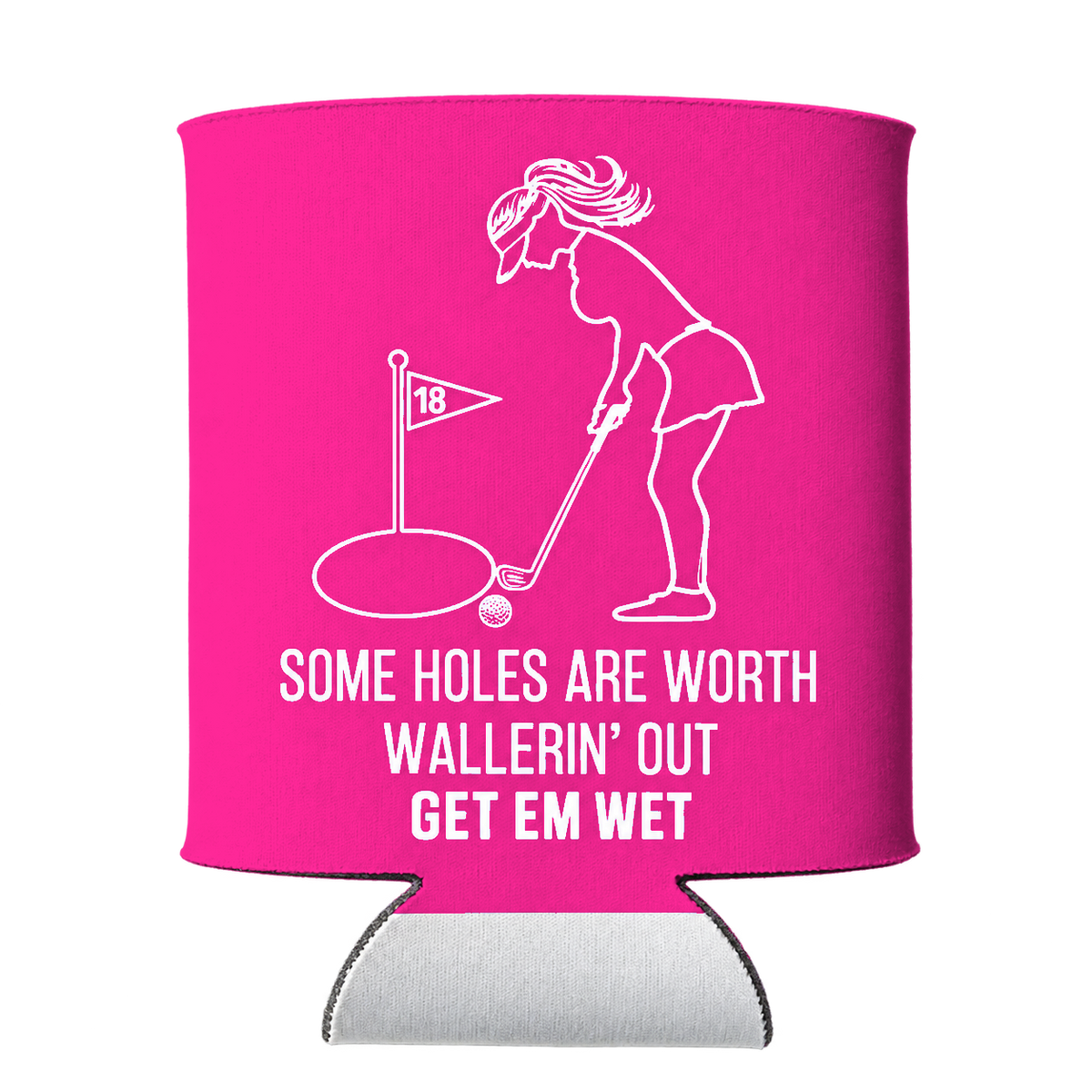 Golf Wallerin’ Out Koozie in Pink