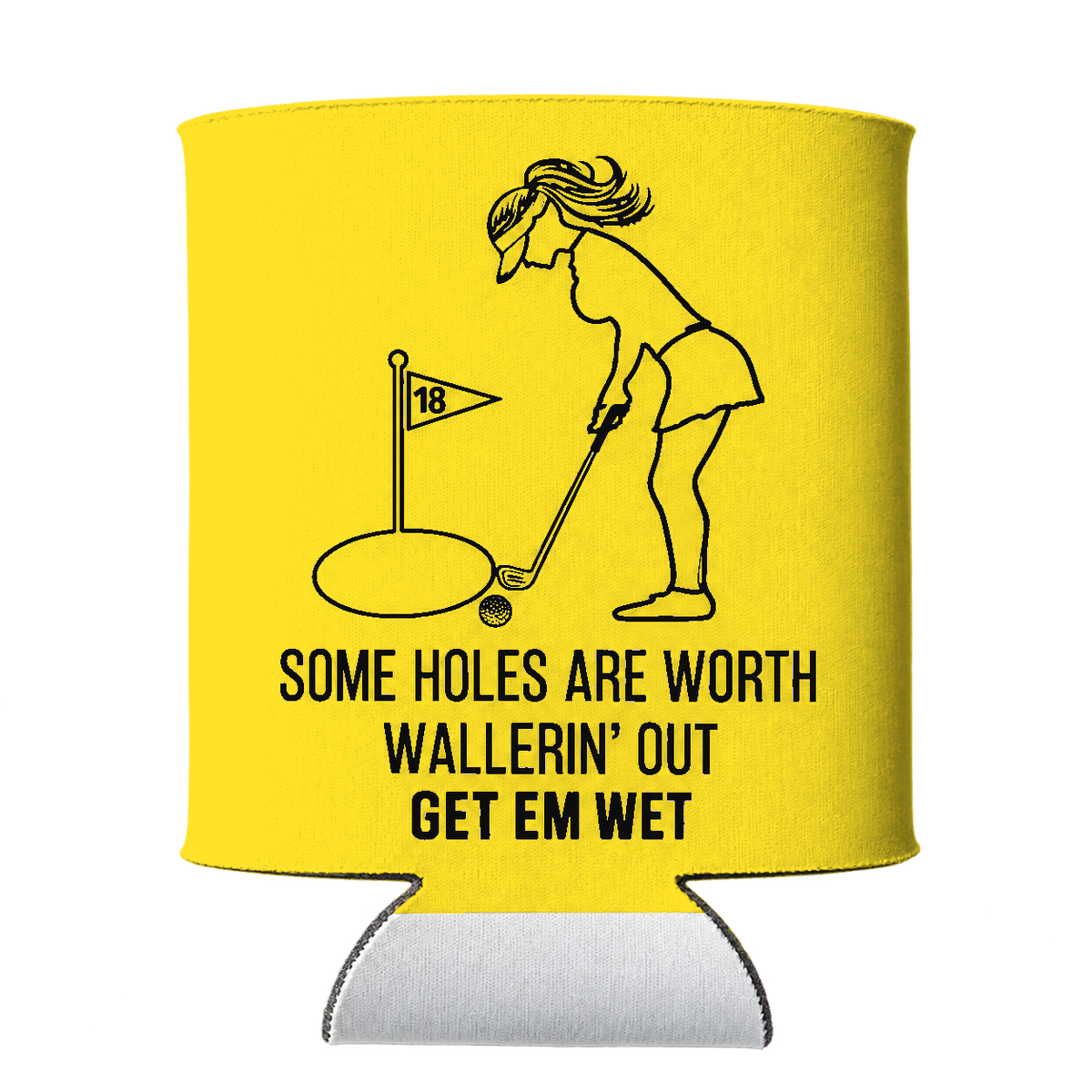 Golf Wallerin’ Out Koozie in Yellow