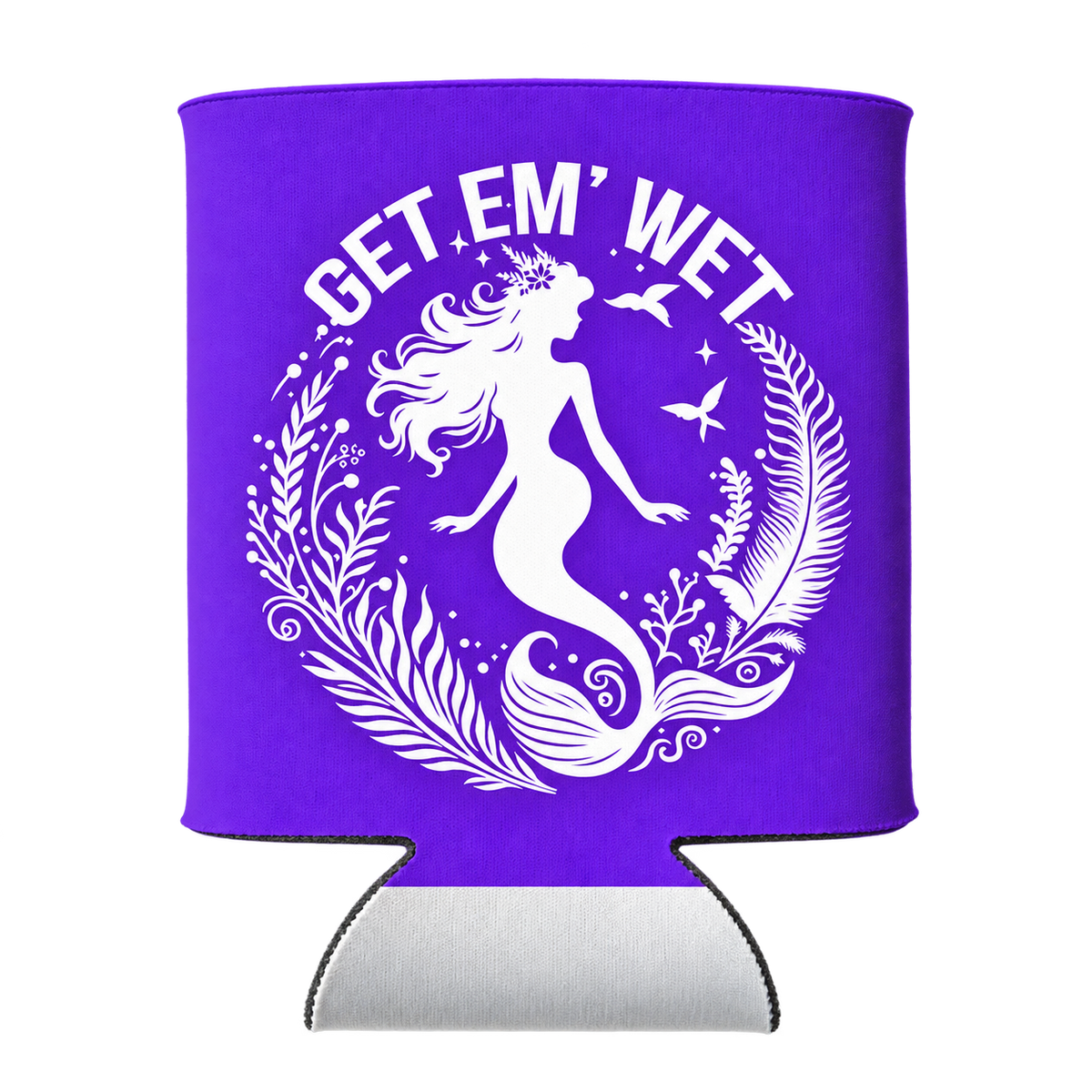 Botanical Circle Mermaid Koozie in purple