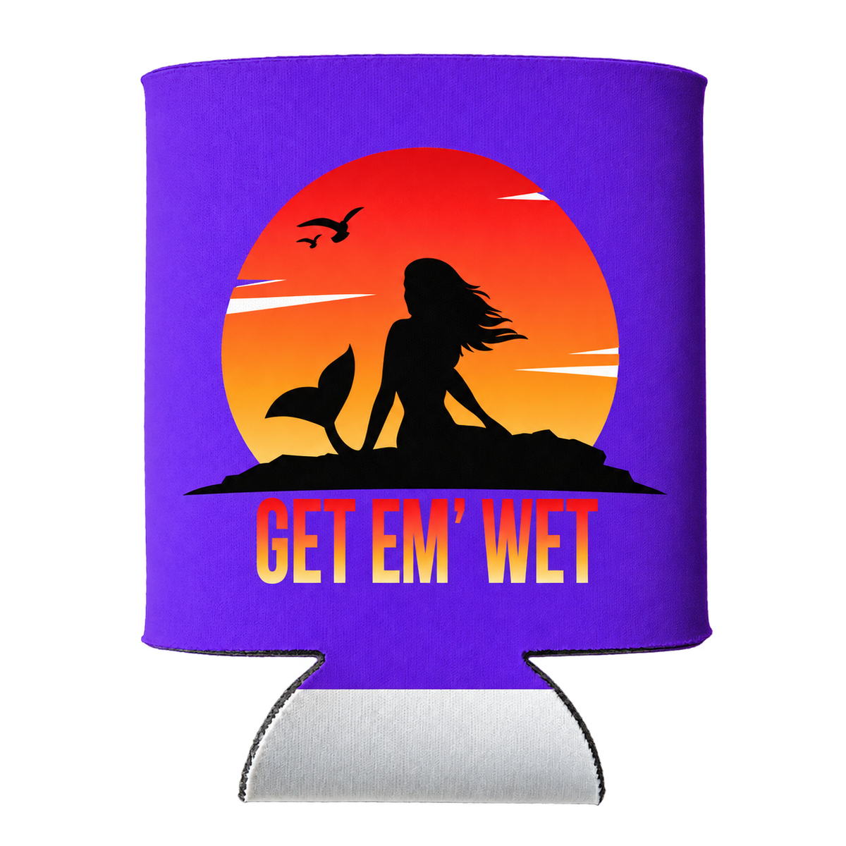 Sunset Rock Mermaid Koozie in purple