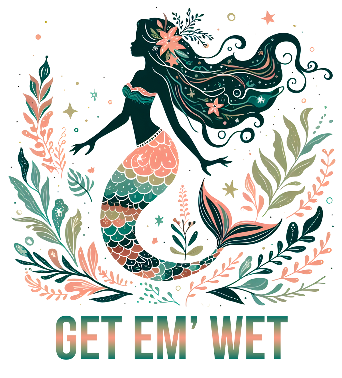 Botanical Mermaid Sticker original artwork