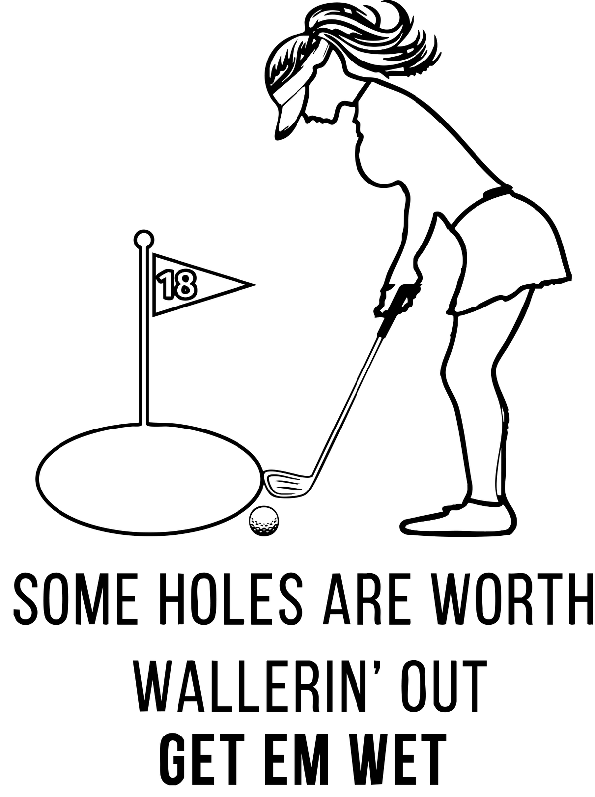 Golf Wallerin' Out Sticker original artwork